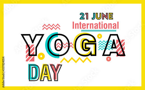 International Yoga day 21 june web banner EPS10 vector.Meditation Practice Yoga Colorful Fitness Concept. Vector illustration