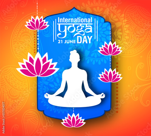 International Yoga day 21 june web banner EPS10 vector.Meditation Practice Yoga Colorful Fitness Concept. Vector illustration