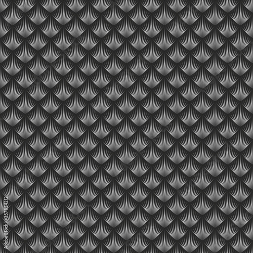 Snake or dragon scales seamless pattern vector creative background, gray gradient reptile skin texture, repeating linear scales