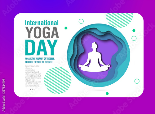 International Yoga day 21 june web banner EPS10 vector.Meditation Practice Yoga Colorful Fitness Concept. Vector illustration