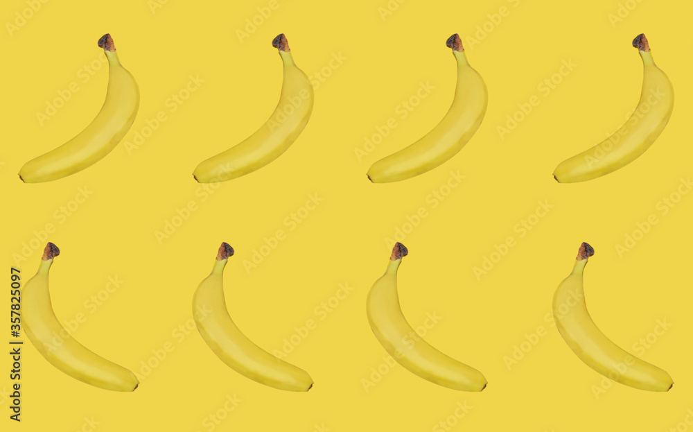 bananas on yellow background