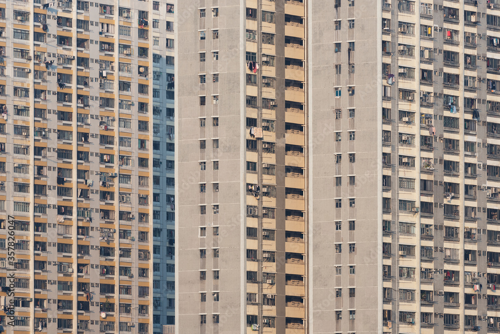 Exterior of high rise residential building of public estate in Hong Kong city