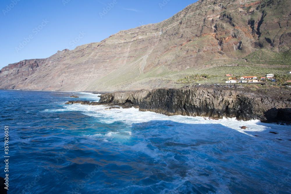 Wavy ocean in Las Puntas coast La Frontera El Hierro island Canary islands Spain
