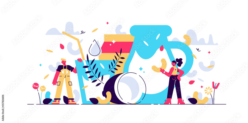 Obraz premium Vegan milk vector illustration. Flat tiny 