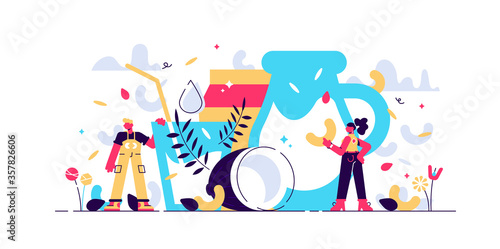 Vegan milk vector illustration. Flat tiny 
