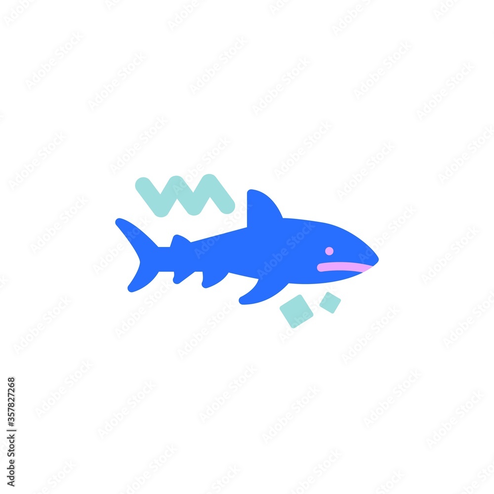 Shark predator flat icon, vector sign, shark colorful pictogram isolated on white. Symbol, logo illustration. Flat style design