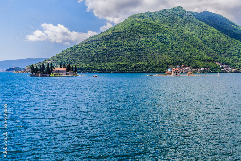 Roman Catholic Church of Our Lady of the Rocks (1452). Our Lady of the Rocks is one of the two islets off the coast of Perast in Bay of Kotor (Boka Kotorska), Montenegro.