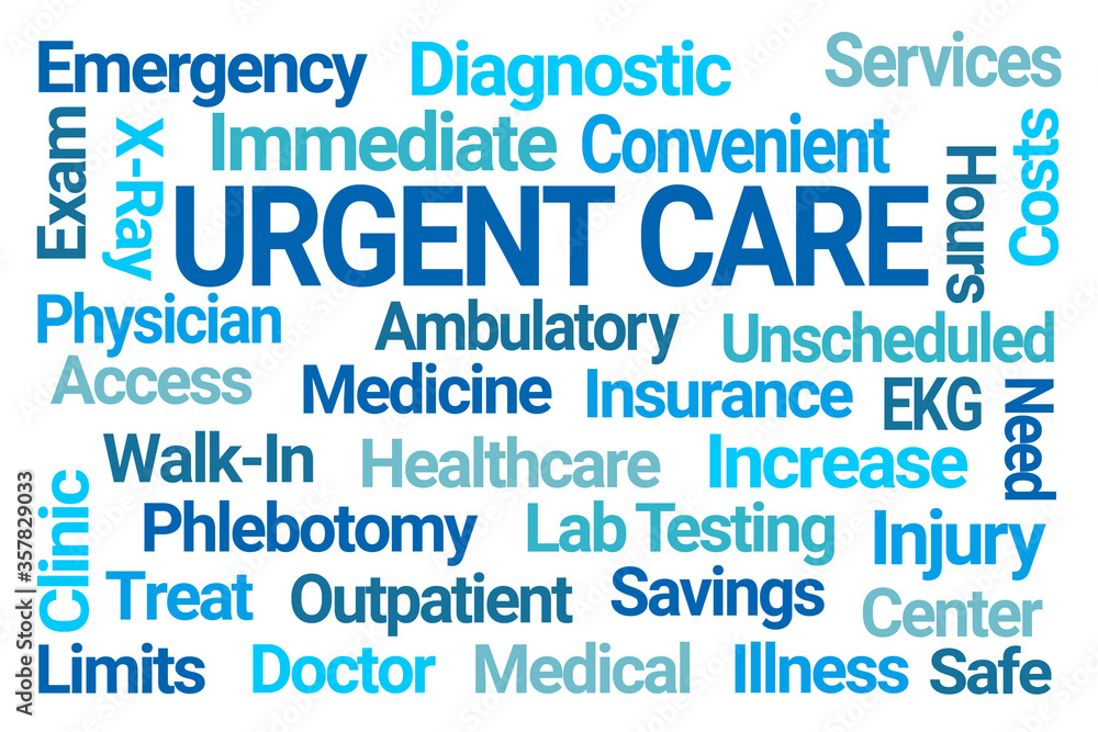 Urgent Care Word Cloud on White Background Urgent Care Word Cloud on White Background
