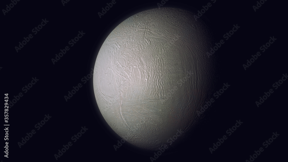 Ice covered small planet, 3d render.
