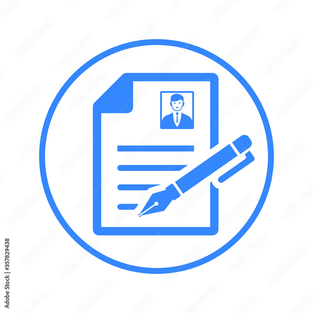 CV writing, job application, resume vector icon CV writing, job application, resume vector icon
