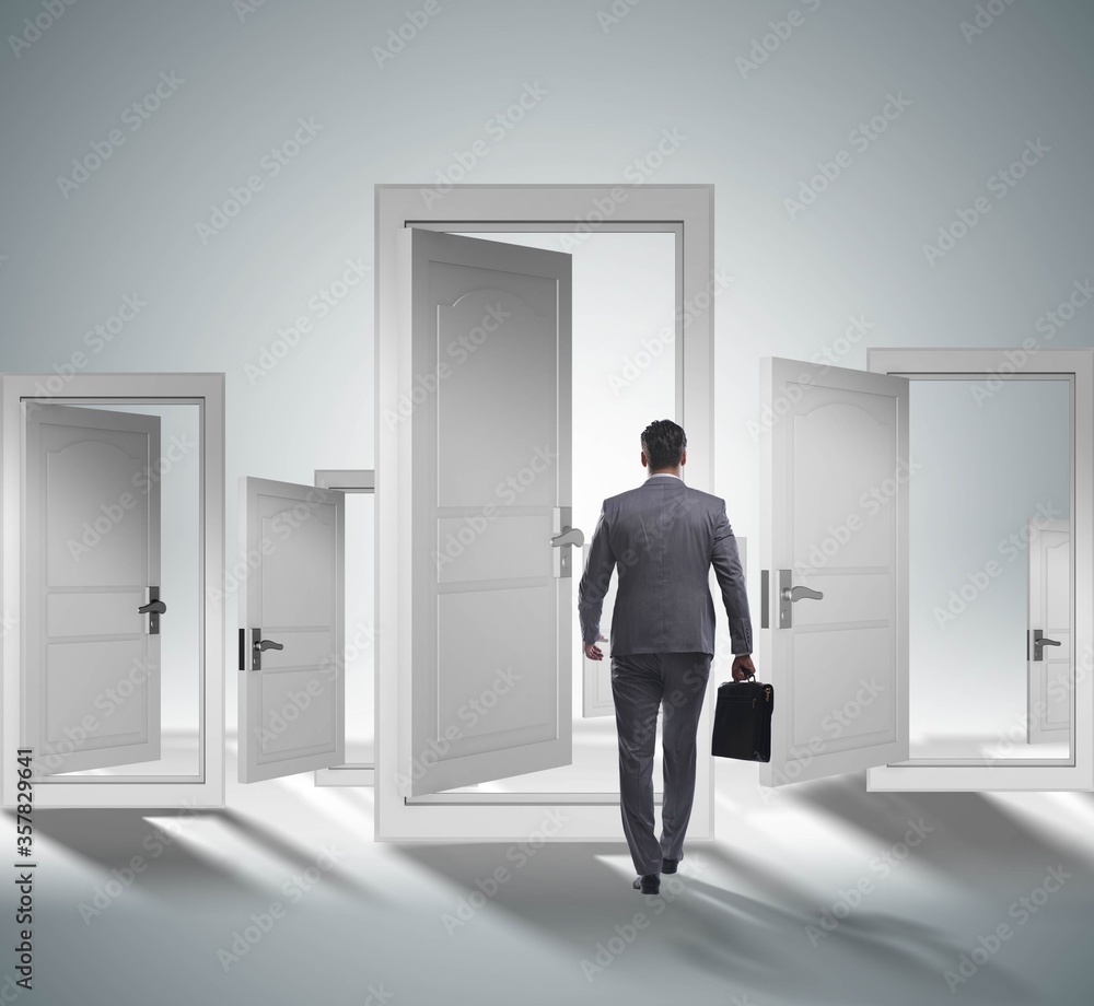 Fototapeta premium Businessman facing many business opportunities