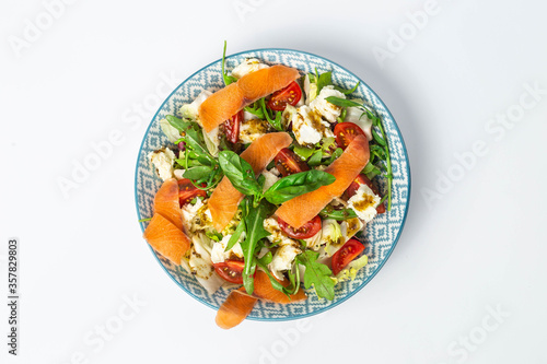 Italian food fresh salmon salad tomatoes cherry meal fresh food diner plate dish food photography
