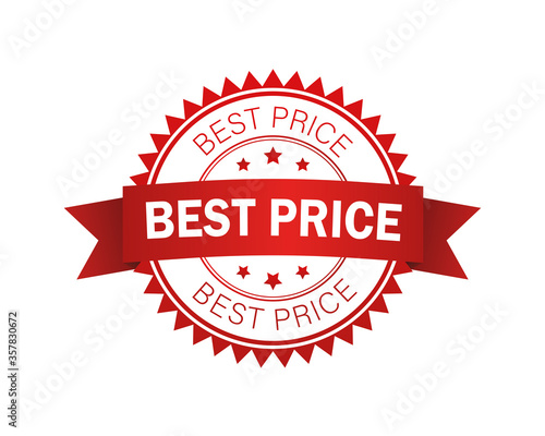 Best price stamp with ribbon isolated on white background. Vector illustration.