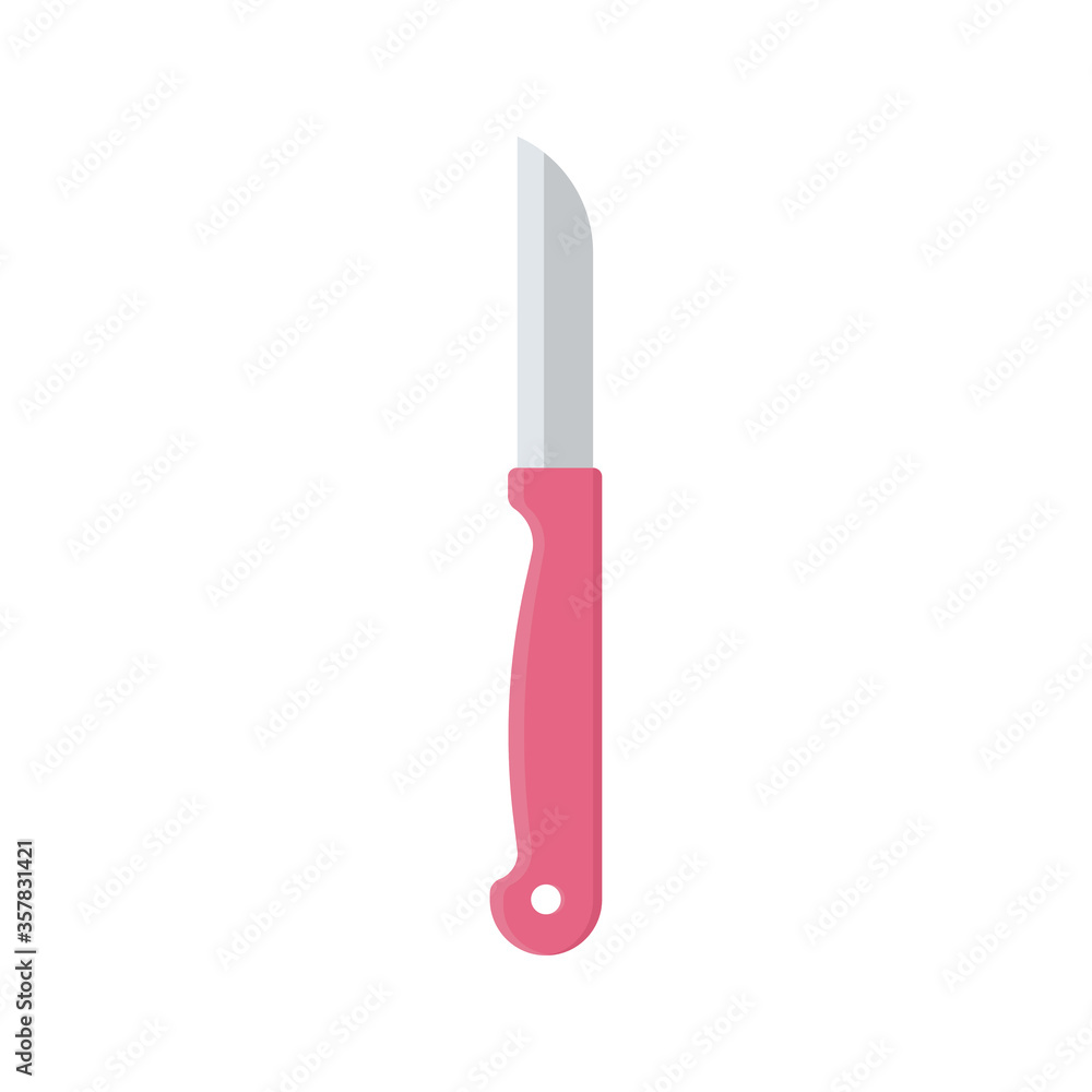 A small Knife with a pink plastic handle. Florist's tool. Vector stock flat illustration isolated on a white background A small Knife with a pink plastic handle. Florist's tool. Vector stock flat illustration isolated on a white background