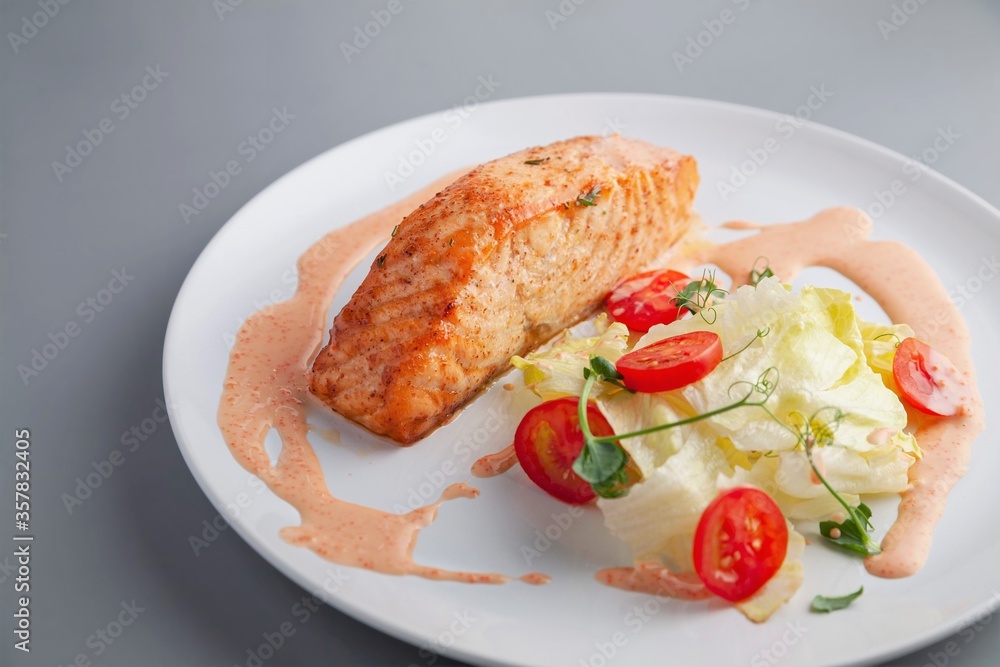 Salmon steak and vegetables Salmon steak and vegetables