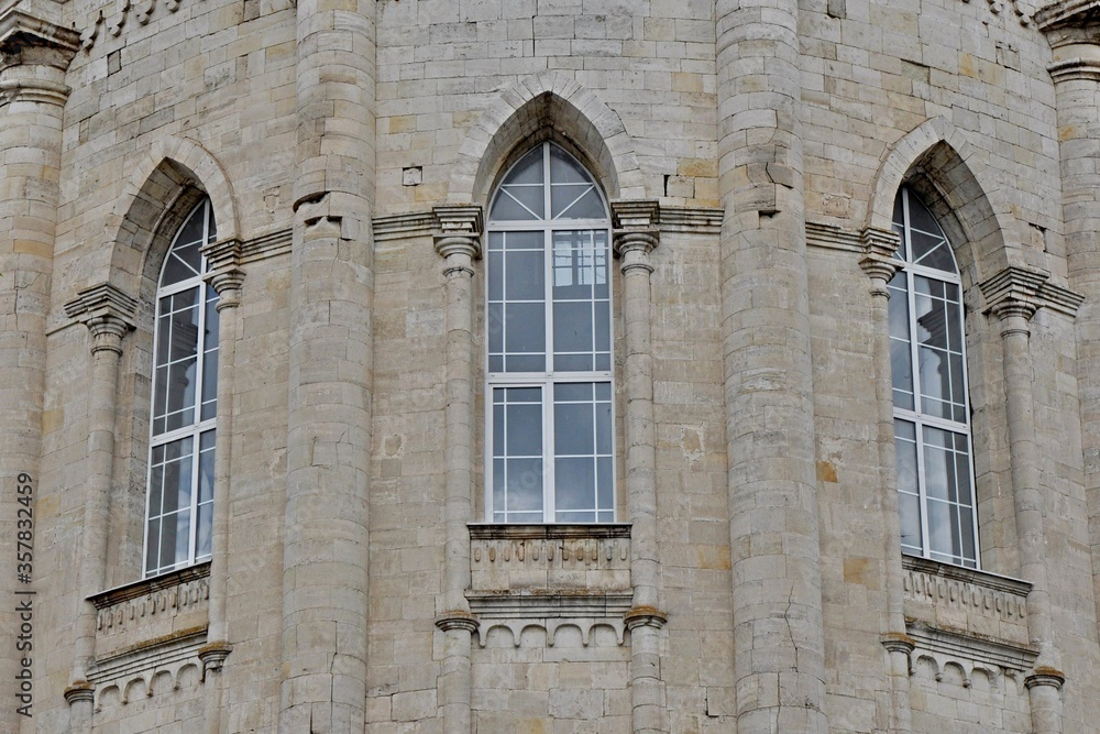 detail of the facade of the church