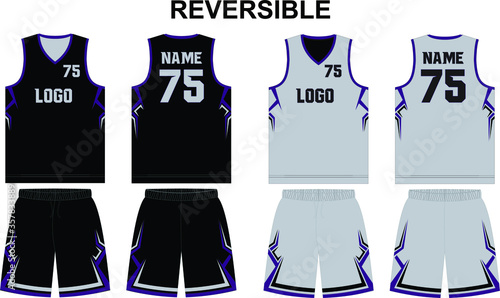 Basketball uniform Custom Design mock ups templates design for basketball club t-shirt mockup for basketball jersey. Front view, back view and side view basketball shirt and shorts Vector