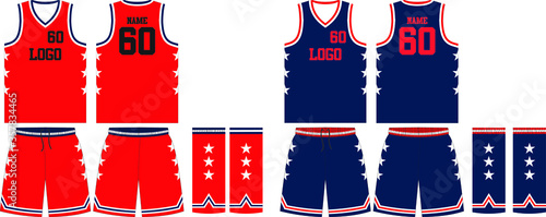 Basketball uniform Custom Design mock ups templates design for basketball club t-shirt mockup for basketball jersey. Front view, back view and side view basketball shirt and shorts Vector