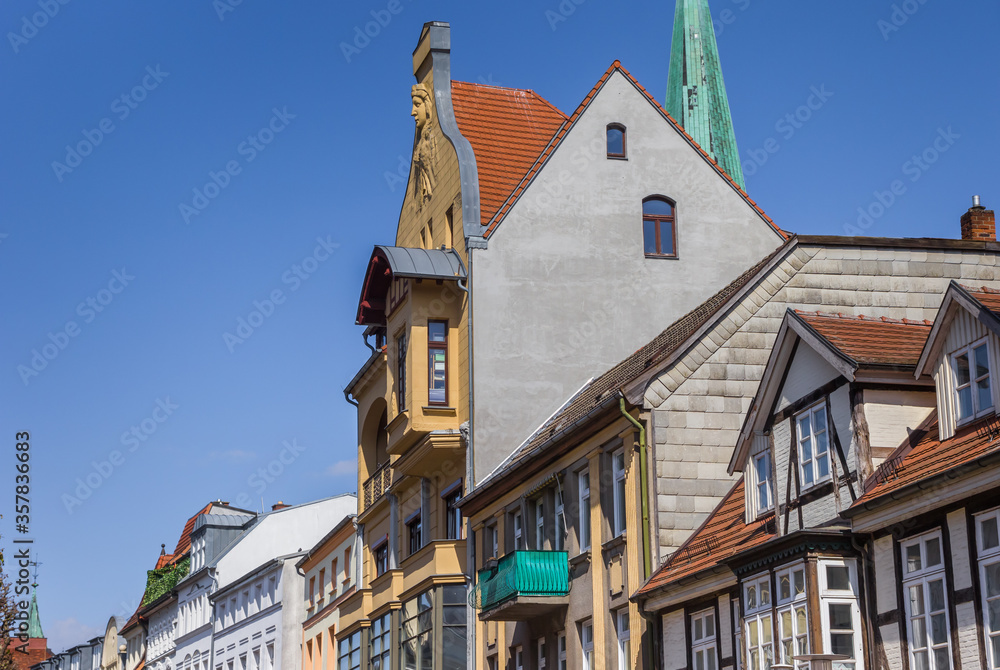 Obraz premium Historic facades at a shopping street in Schwerin, Germany