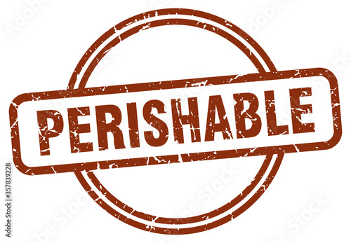 perishable grunge stamp. perishable round vintage stamp