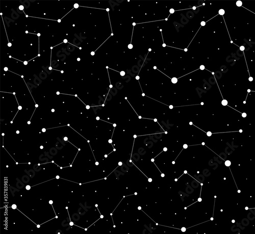 Cosmic vector seamless pattern with stars and constellations in the space