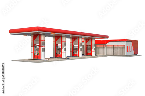 3d render of a gas station