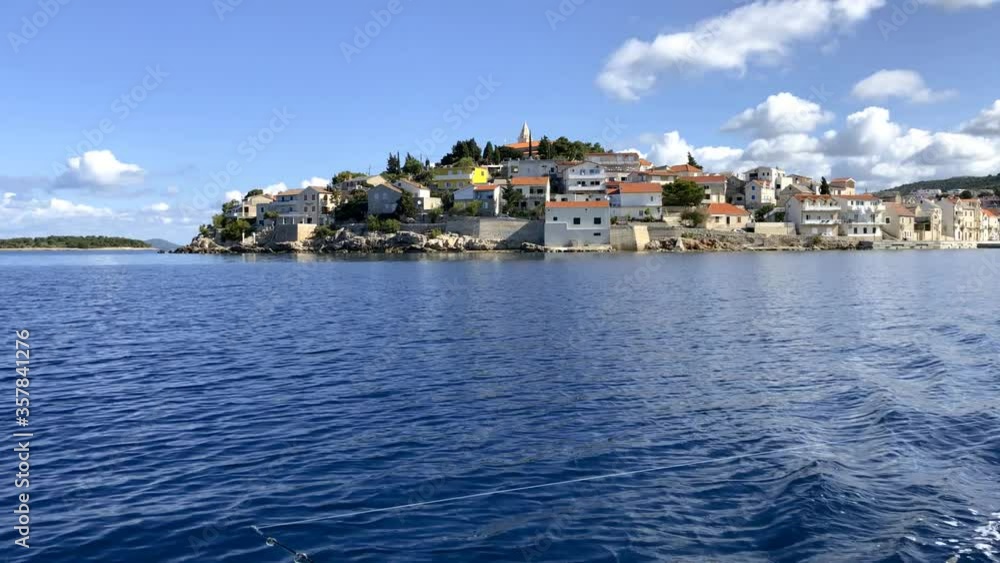 Cityscape of Mediterranean town from fishing boat Cityscape of Mediterranean town from fishing boat