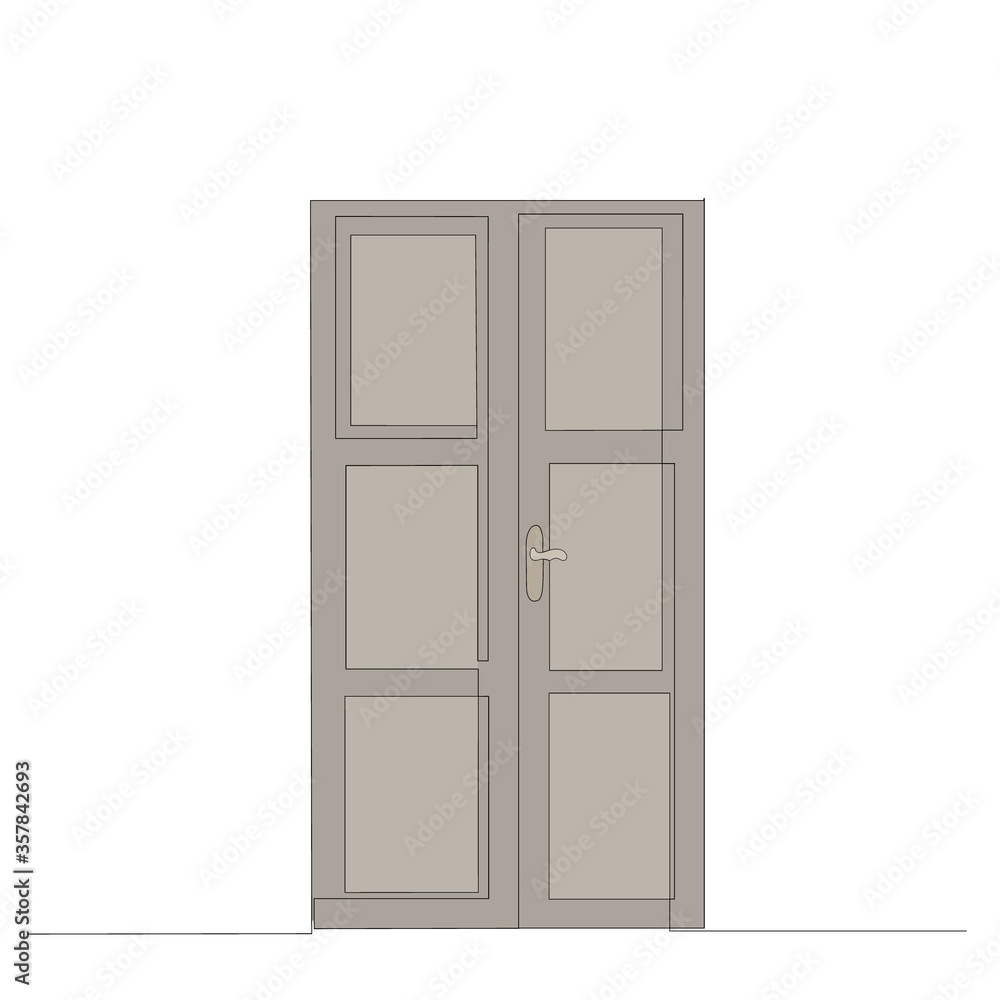doors closed drawing in one continuous line, sketch doors closed drawing in one continuous line, sketch