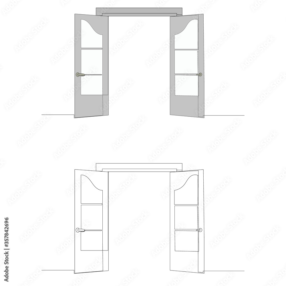 door drawing in one continuous line, sketch door drawing in one continuous line, sketch