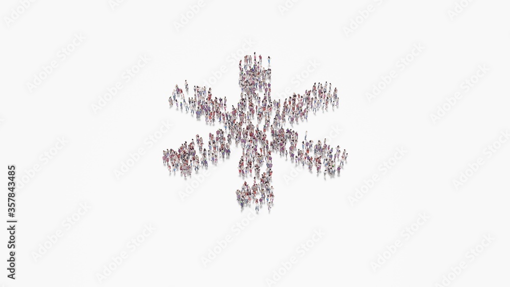 3d rendering of crowd of people in shape of symbol of asterisk on white background isolated 3d rendering of crowd of people in shape of symbol of asterisk on white background isolated