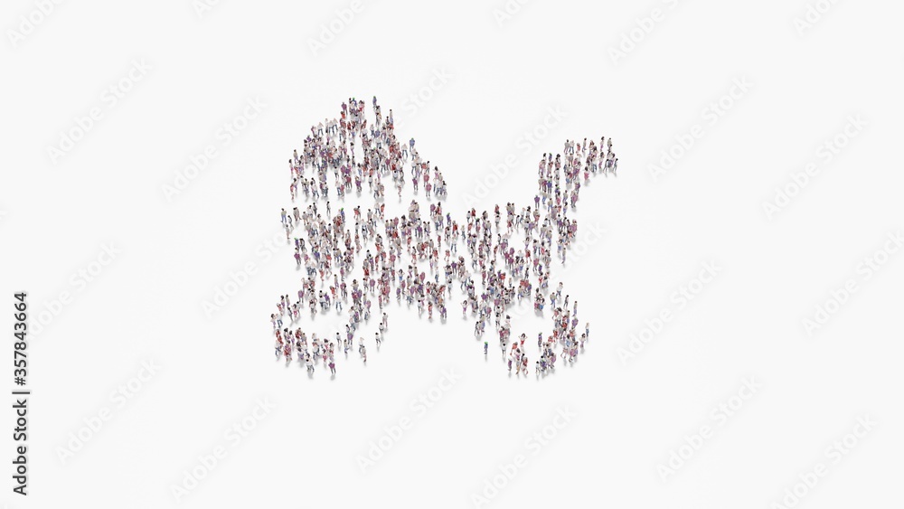 3d rendering of crowd of people in shape of symbol of baby carriage on white background isolated 3d rendering of crowd of people in shape of symbol of baby carriage on white background isolated