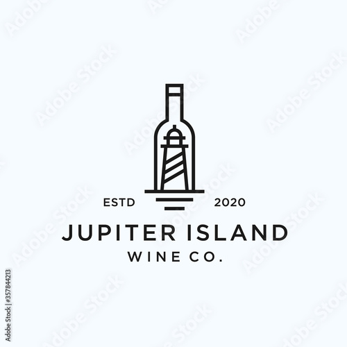 lighthouse bottle logo. lighthouse icon