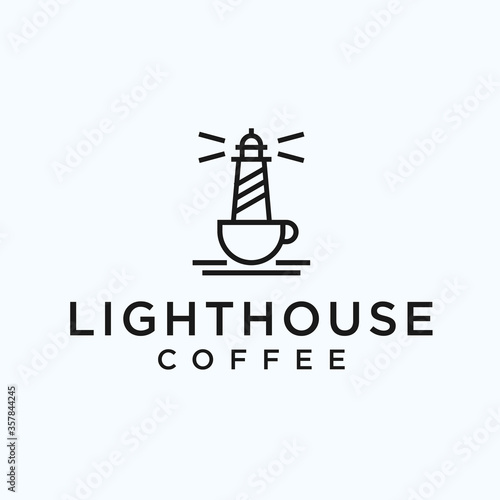 lighthouse coffee logo. lighthouse icon