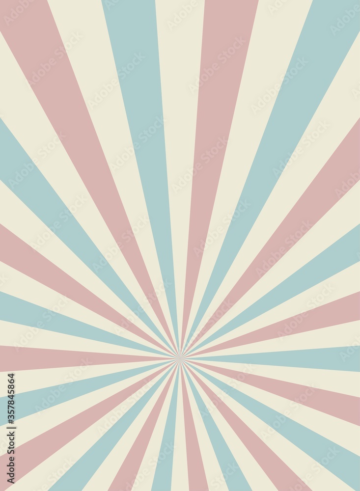 Sunlight retro background. Pale red and beige color burst background.