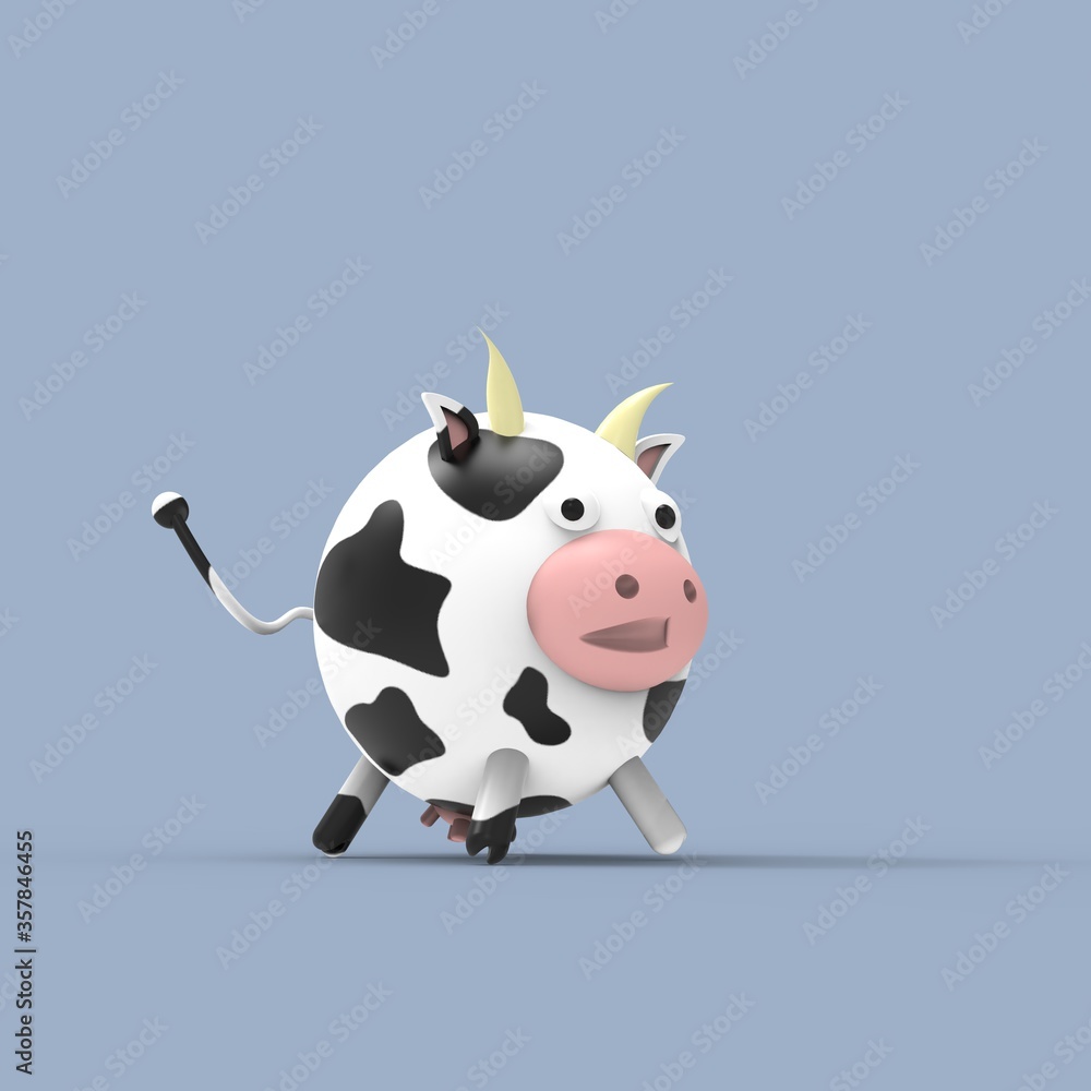 Fototapeta premium 3d rendered illustration cute cow with smile