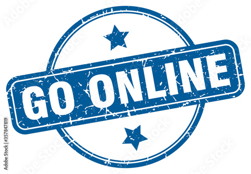 go online grunge stamp. go online round vintage stamp