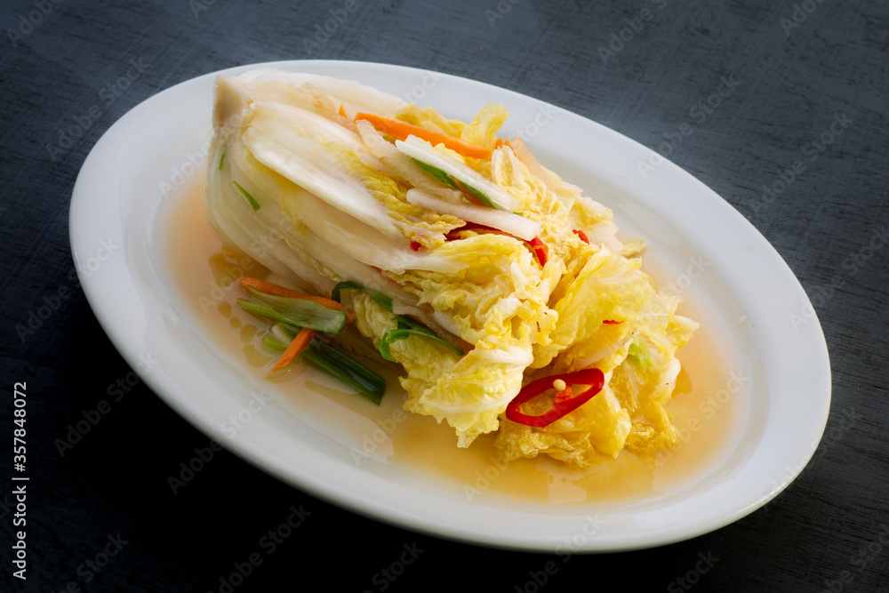 Korean traditional food water kimchi which is called Baekkimchi Stock