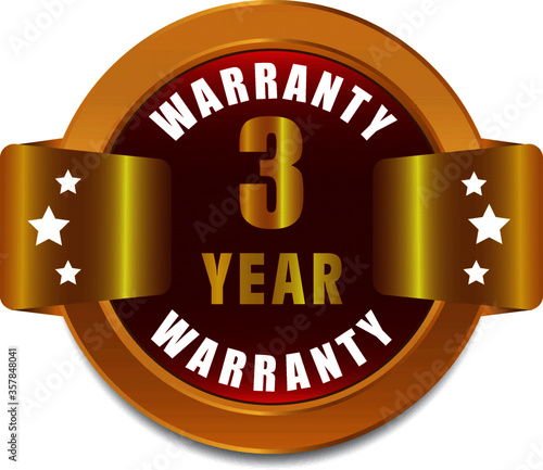 3 Year warranty stamp vector logo images, Warranty vector stock photos, Warranty vector illustration of logo. photo