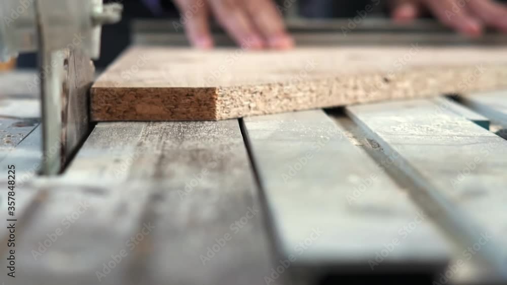 Circular Sawmill Worker Checking Setting Up Work Bench Circular Dangerous Circular Sawmill Worker Checking Setting Up Work Bench Circular Dangerous