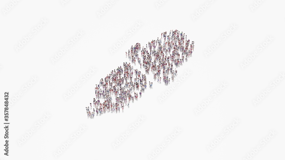 3d rendering of crowd of people in shape of symbol of eye dropper on white background isolated 3d rendering of crowd of people in shape of symbol of eye dropper on white background isolated
