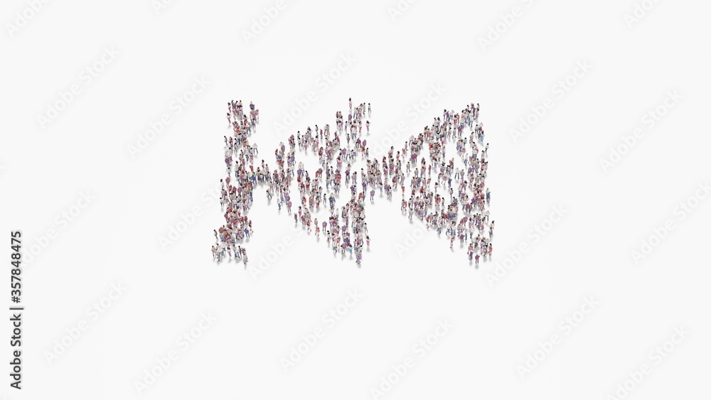 3d rendering of crowd of people in shape of symbol of fast backward on white background isolated 3d rendering of crowd of people in shape of symbol of fast backward on white background isolated