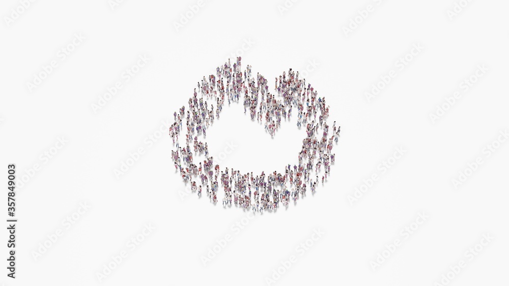 3d rendering of crowd of people in shape of symbol of fire on white background isolated 3d rendering of crowd of people in shape of symbol of fire on white background isolated