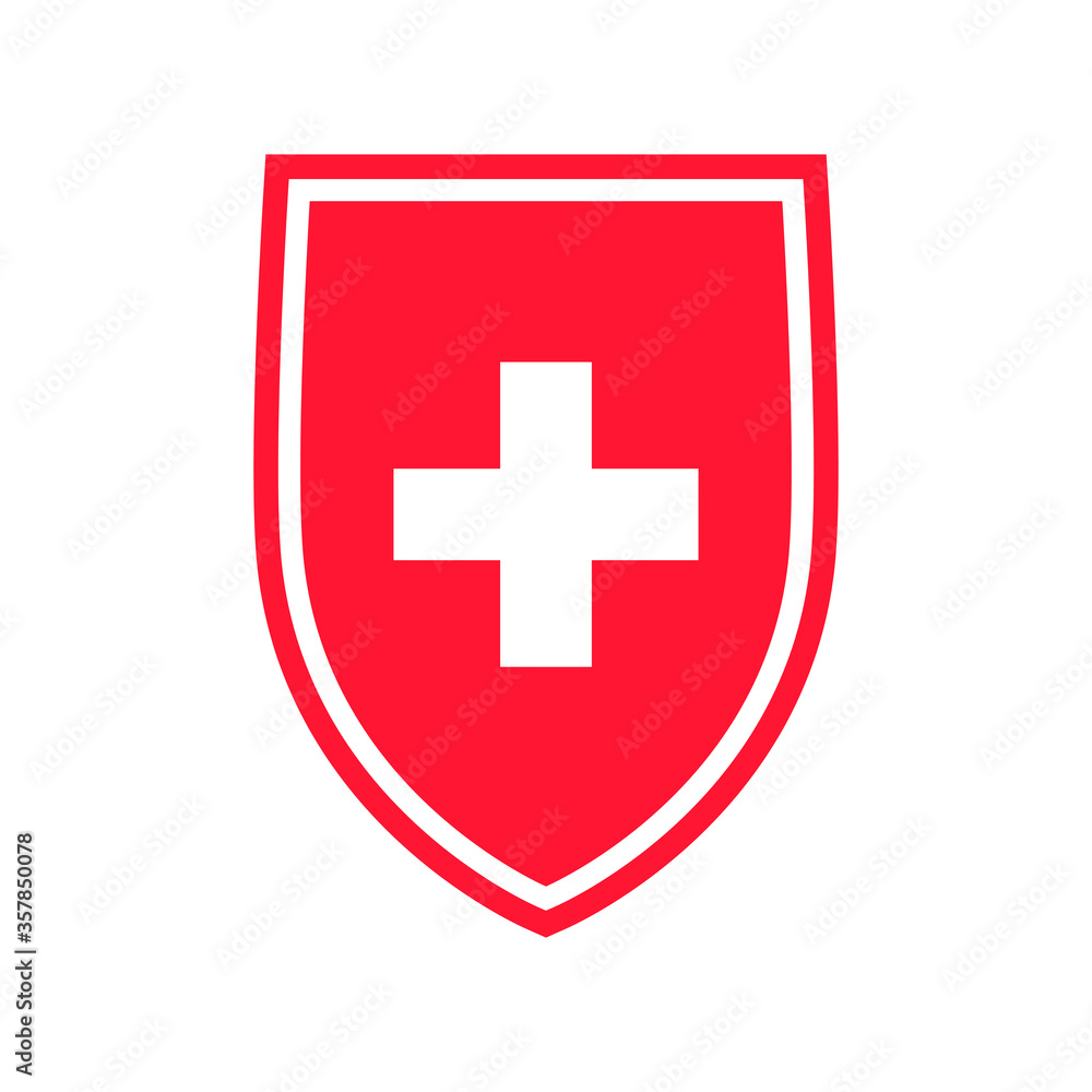 Protection of immunity graphic icon. Shield immune system concept. Protection health sign isolated on white background. Vector illustration Protection of immunity graphic icon. Shield immune system concept. Protection health sign isolated on white background. Vector illustration
