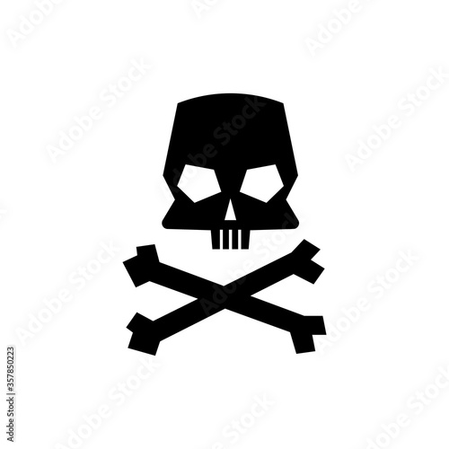 Skull and crossbones silhouette isolated on white background. Vector illustration.
