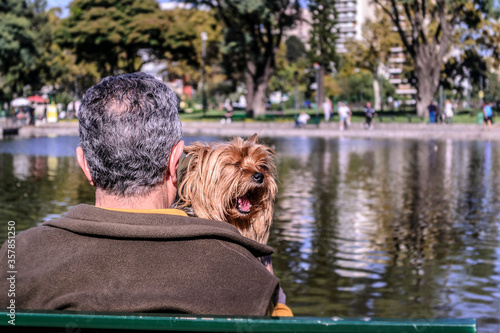 senior woman with dog