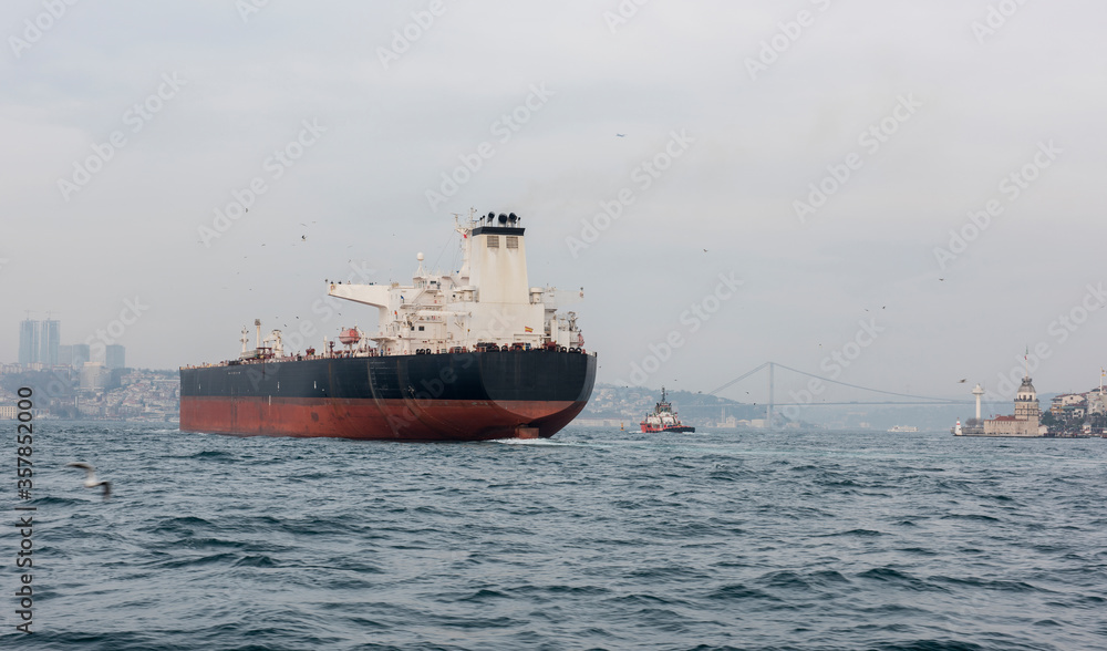 Sea traffic on Istanbul Bosphorus, Turkey.
