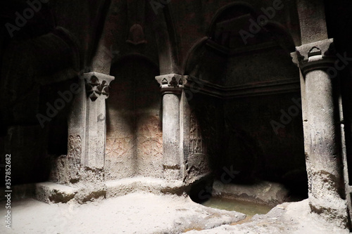 Monastery Geghard in the Kotayk province of Armenia, UNESCO World Heritage Site in Asia