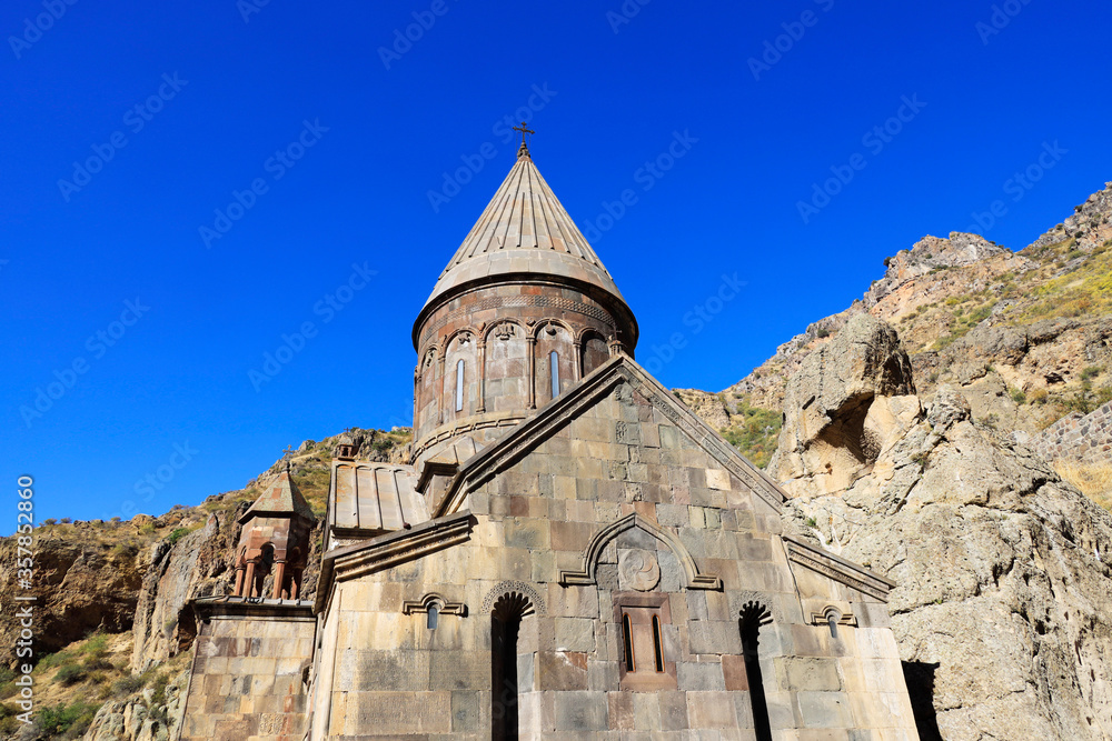 Monastery Geghard in the Kotayk province of Armenia, UNESCO World Heritage Site in Asia