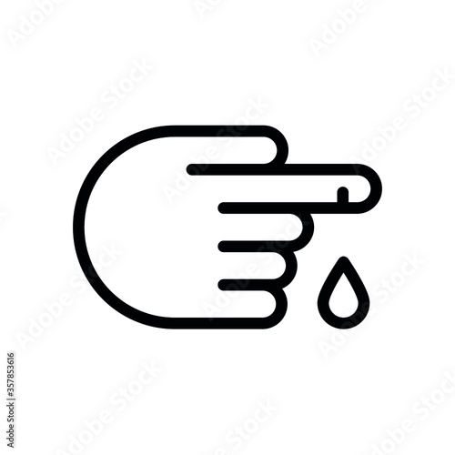 Finger Cut, Blood Test line flat vector icon for mobile application, button and website design. Illustration isolated on white background. EPS 10 design, logo, app, infographic