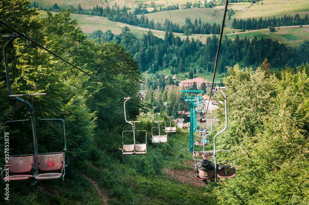 Chairlift in the Carpathian Mountains